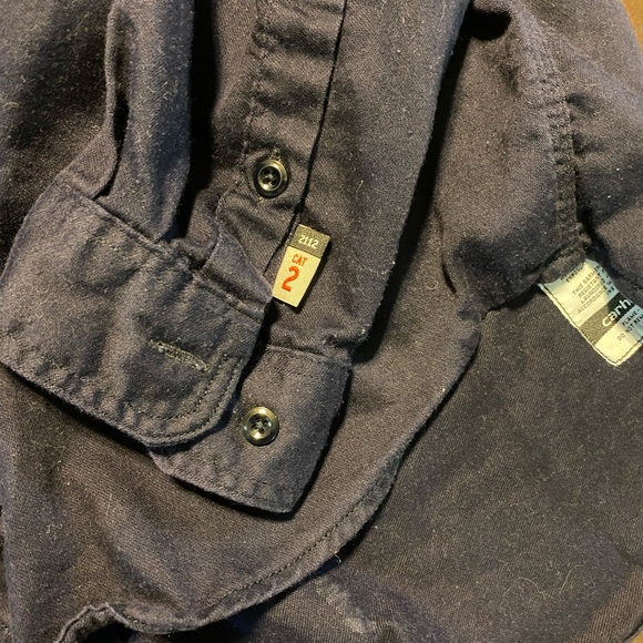 Carhartt FP Mens Flame Resistant Shirt Long Sleeve Button Up Size XL Navy - Picture 3 of 7